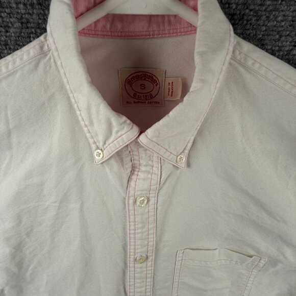 Brooks Brothers White Pink Small Button Up Shirt Men Supima Cotton Long Sleeve - Picture 2 of 16